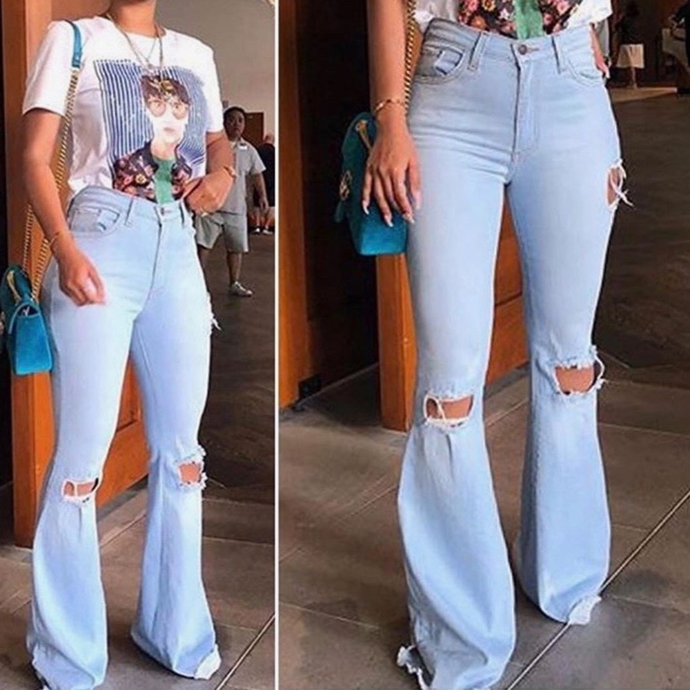 Stretchy bell bottom jean